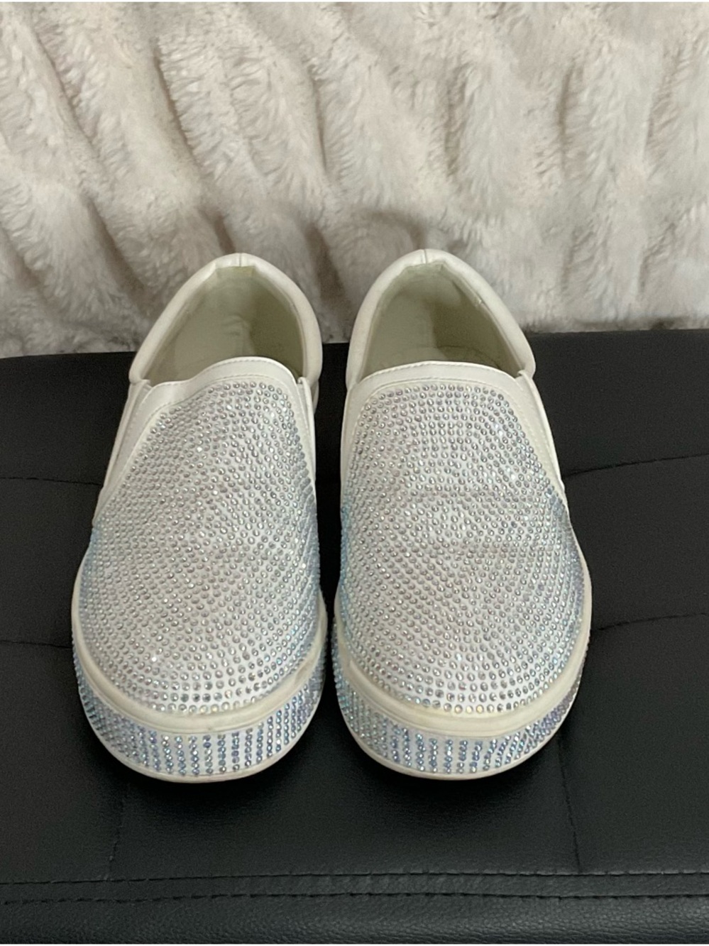 Azalea Wang Slip-On Women's Rhinestone Sneakers in White